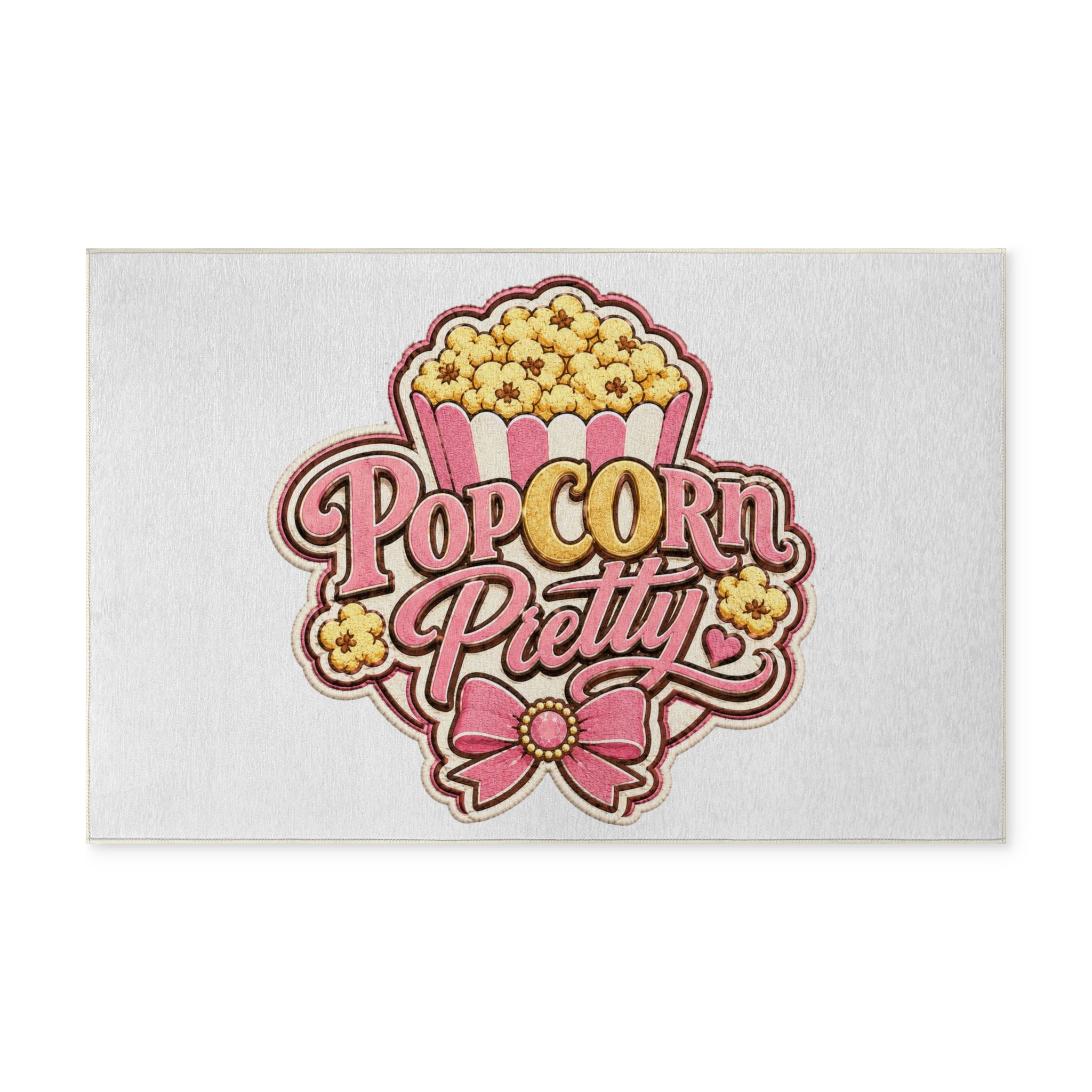 PopCOrn Pretty Official Movie Night Washable Rug
